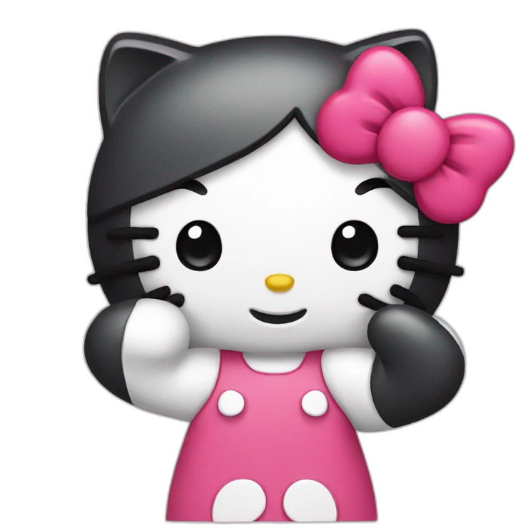 hello kitty making a hand heart emoji