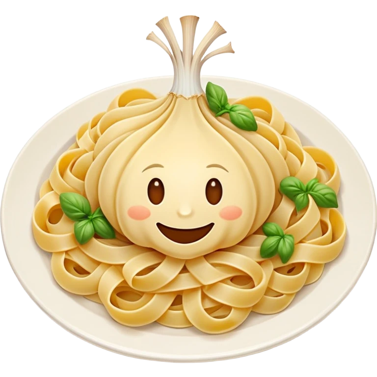Smiling garlic pasta emoji