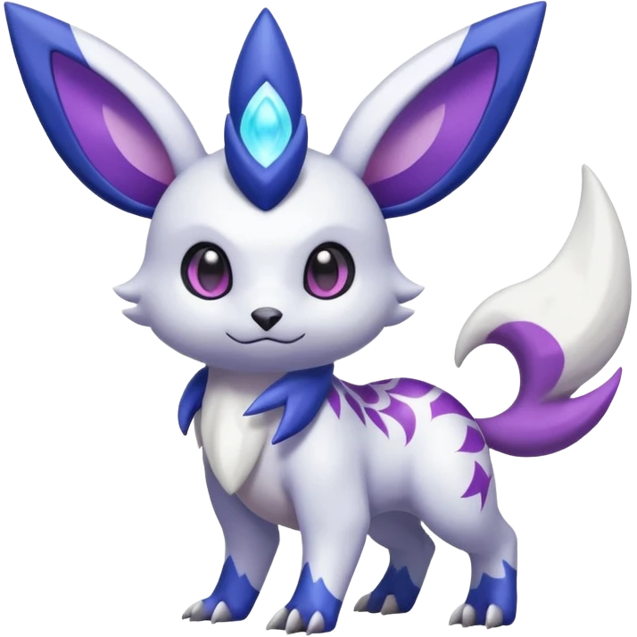 Shiny White with Violet and Indigo markings and nebula markings Absol-Minccino-Zangoose-Pokémon-Fakémon-fusion-hybrid-creature emoji