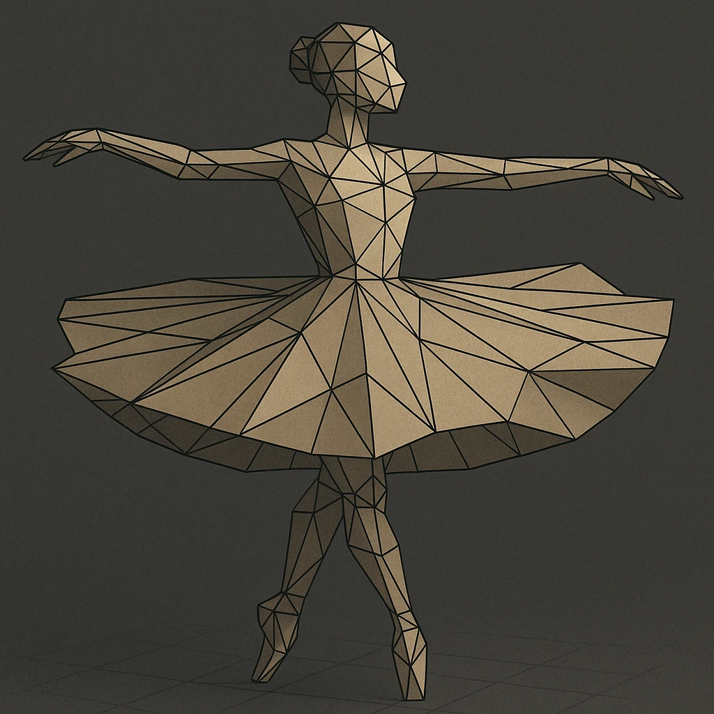Dancer in a spin, skirt flaring in rigid triangles emoji