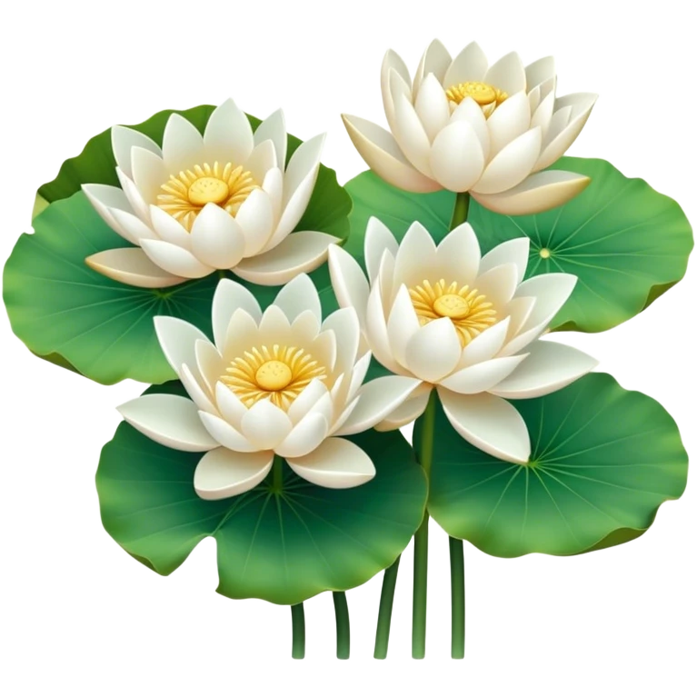 bouquet white Nymphaea lotus,stem, lotus leaf emoji