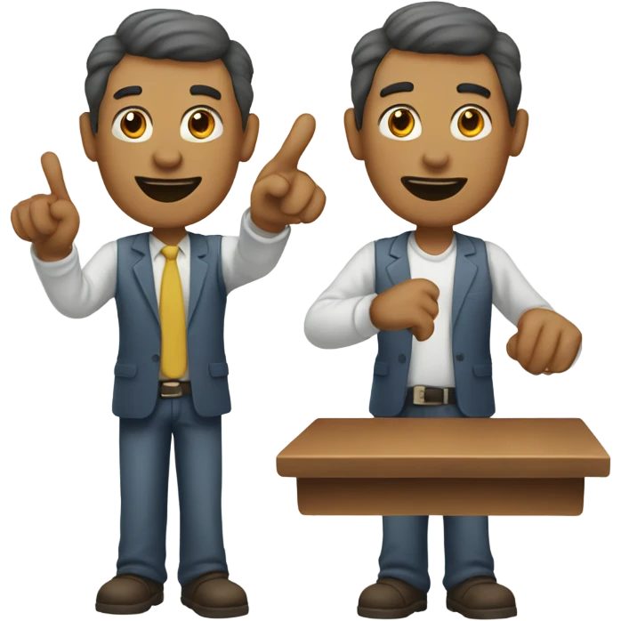 A man pointing at two objects emoji