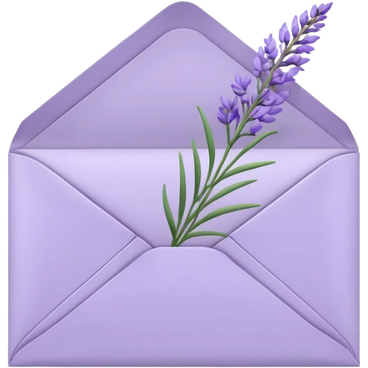 Pastel light whitish purple envelope with lavender flowers inside  emoji