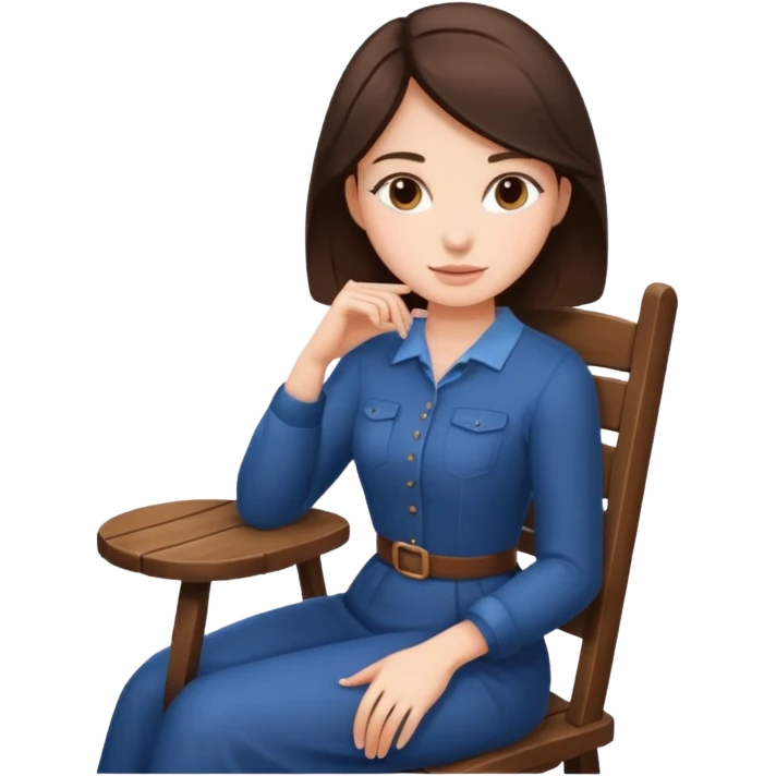 a brunette woman sitting on a chair emoji