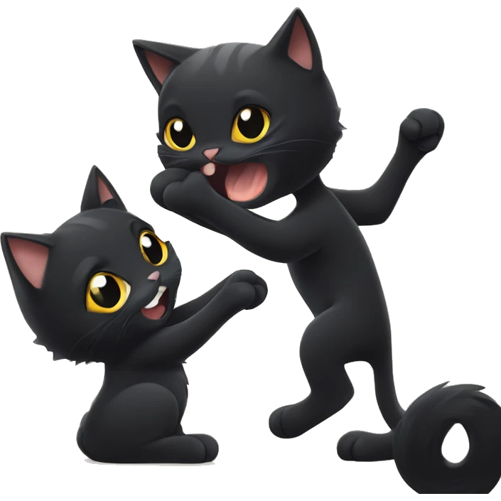 cute black cat slapping another black cat in the face emoji