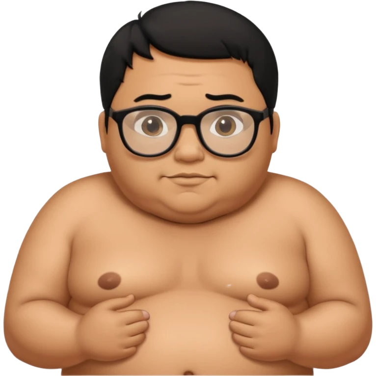 fat naked tan man with small penis with black hair and black glasses emoji