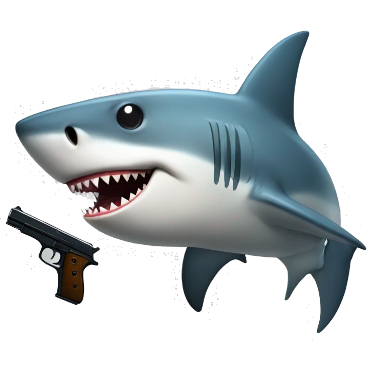 Shark whit a pistol emoji