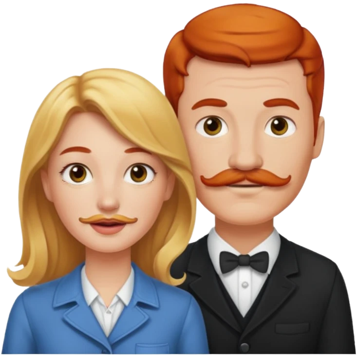 couple who are a blonde woman and redheaded mustached man emoji