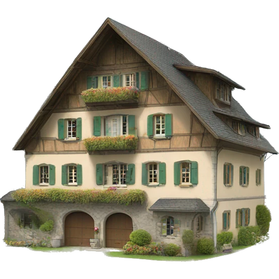 estate on the shore of a Swiss lake in the mountains emoji