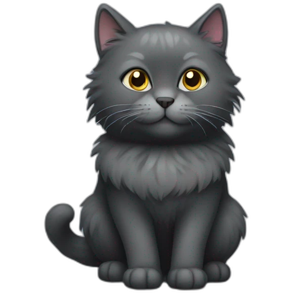 fluffy dark grey cat emoji