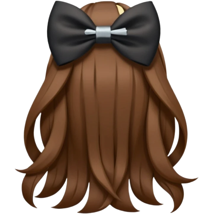 brown open hair from behind with a black bow emoji