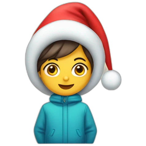 Estrellita qzul con gorro de navidad emoji