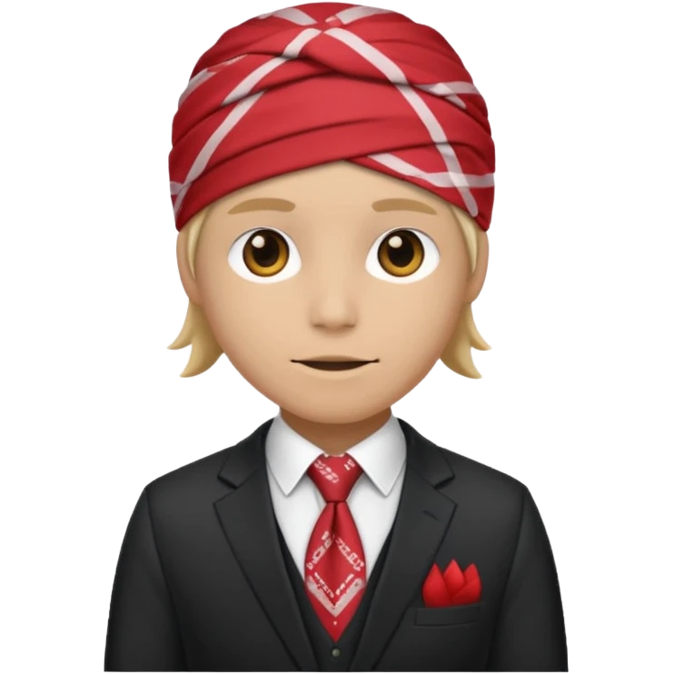 Character wearing a bandana and a suit emoji