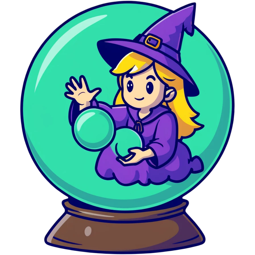 A beautiful blond witch looking into a crystal ball emoji