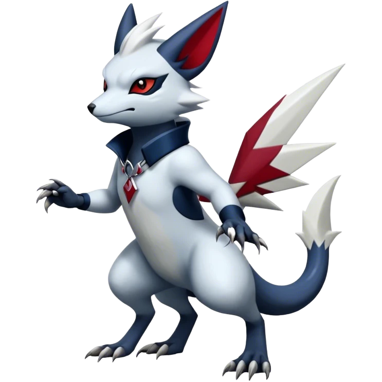 Cool Edgy Nargacuga-Absol-Zangoose-Sneasel-Quilava with a collar on, full body emoji