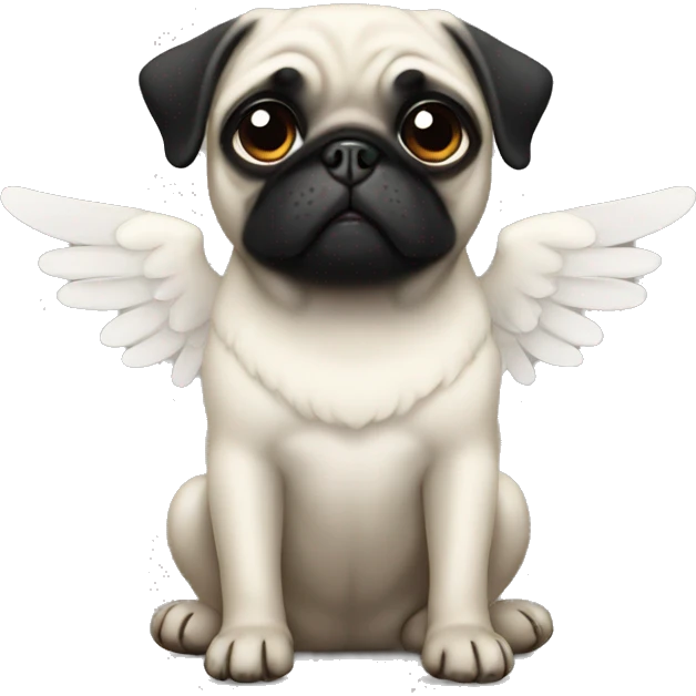 Black pug angel emoji