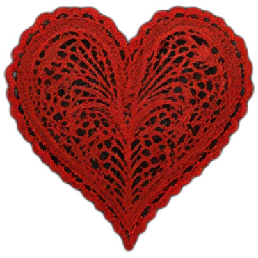 red lace on black leather heart emoji