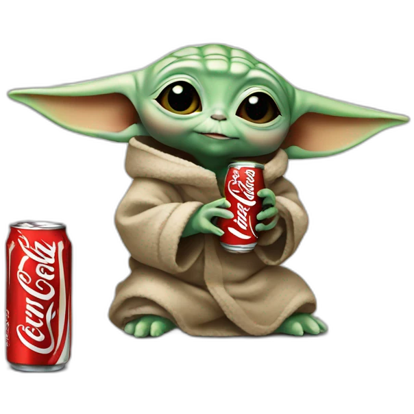 Baby yoda drinking coca cola emoji