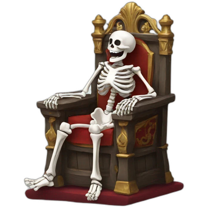 A laughing skeleton on a throne emoji