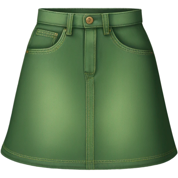 Realistic A-line high waisted green denim skirt, isolated emoji