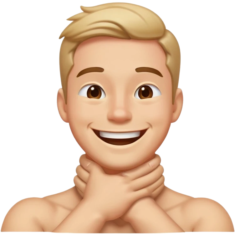 Guy with arms crossing his neck while laughing  emoji