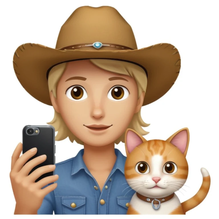 Selfie wearing cowboy cat in Australia  emoji