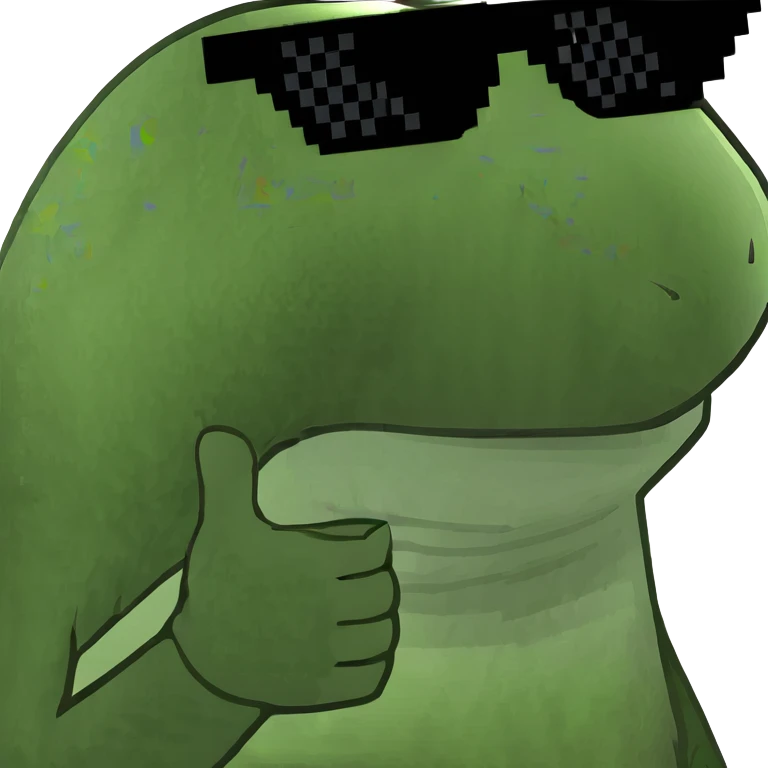 Green frog dancing on beach with sun rays highlighting, happy beach party frog emoji