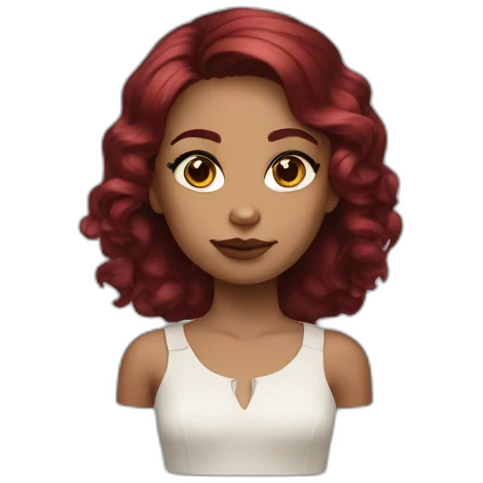 Girl bronze skin with dark red  chanel hair, Hanzel eyes emoji