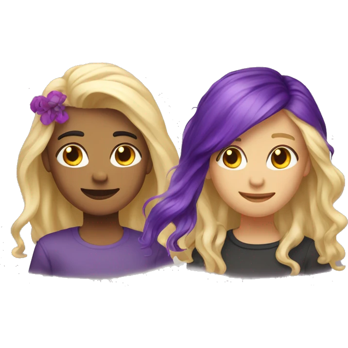 two best friends one with dirt blond hair and one with purple hair  emoji