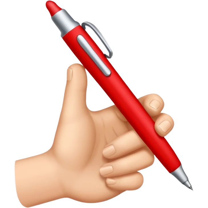 рука телесного цвета пишет красной ручкой emoji