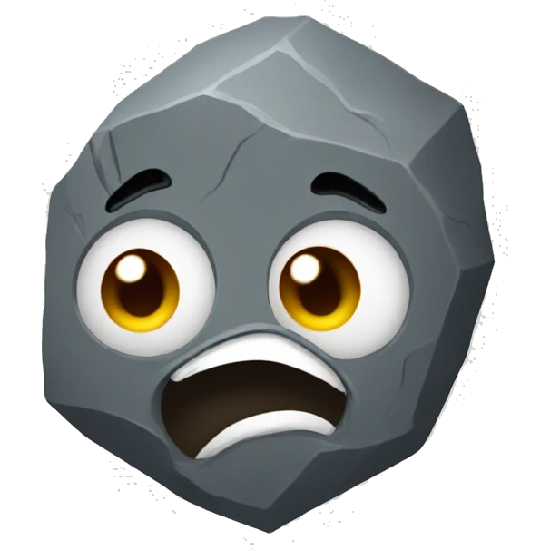 Rock with a derpy face emoji