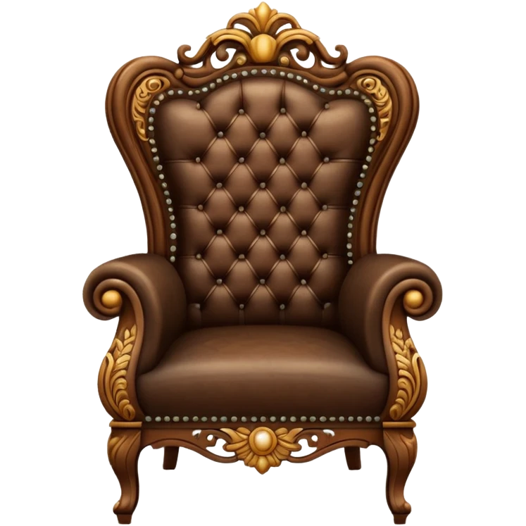 antique matrix brown chair, front view, ornate details, iPhone emoji style emoji