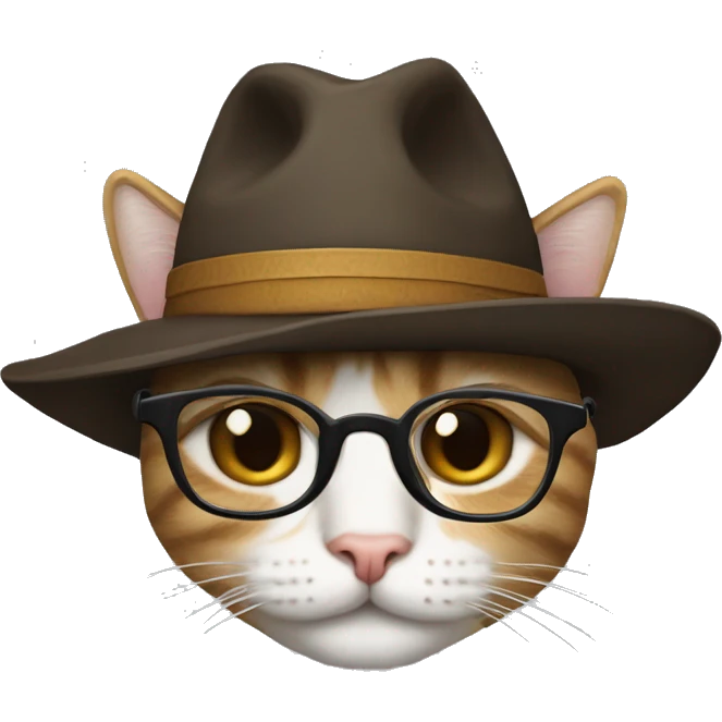 Puedes crearme un gato con lentes y sombrero  emoji