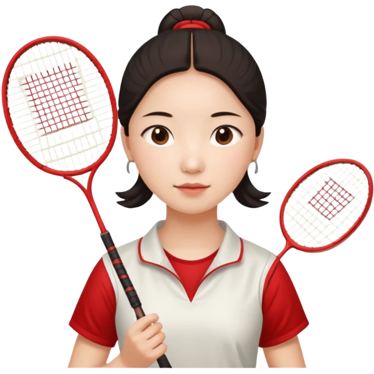 ancient gongsam girl with 1 badminton racket, red emoji
