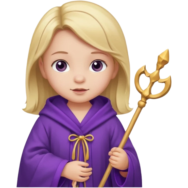 baby girl wizard with purple robe and staff emoji