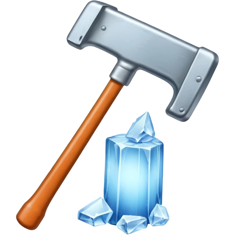 an ice and a big hammer, means break the ice emoji