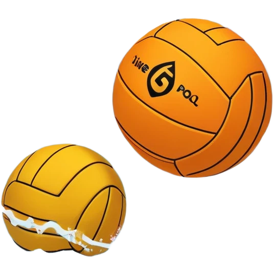 An icon showing a water polo ball floating on the surface of a pool, with a goal frame in the background, and water splashing around. The design captures the intensity of the game with visible ripples on the water. Transparent background highlights the excitement of water polo. emoji