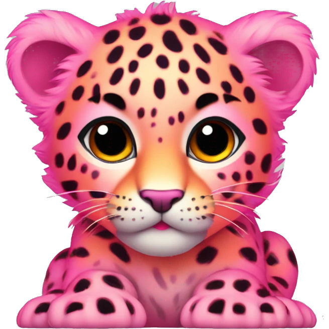 neon pink orange leopard cub emoji