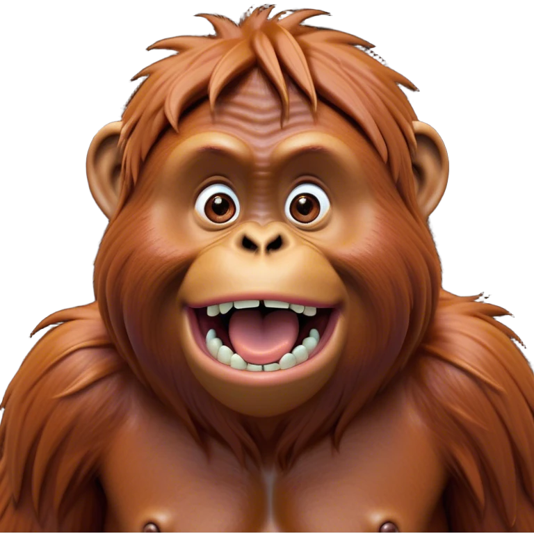 Cinematic Comical Orangutan Portrait Emoji, Head tilted dramatically with an exaggeratedly shocked expression, featuring a robust, animated face with wide, comically expressive eyes full of humorous disbelief, Simplified yet hilariously expressive features, highly detailed, glowing with a slightly sassy glow, high shine, dramatic yet playful, stylized with an air of quirky jungle attitude, soft glowing outline, capturing the essence of a meme-worthy orangutan that looks ready to side-eye its way into viral fame! emoji
