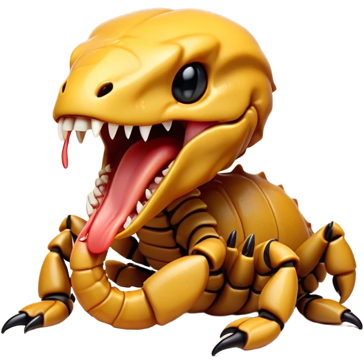 Cinematic Cute Yawning Emperor Scorpion Portrait Emoji, Head tilted slightly with a dramatic, wide-open yawn, showcasing a soft, textured exoskeleton with subtly drooping pincers and half-closed eyes in drowsy contentment, Simplified yet irresistibly adorable features, highly detailed, glowing with a soft, cozy glow, high shine, relaxed yet expressive, stylized with a dash of desert charm, soft glowing outline, capturing the essence of a sleepy yet affectionate scorpion that seems ready to stretch out for a nap! emoji