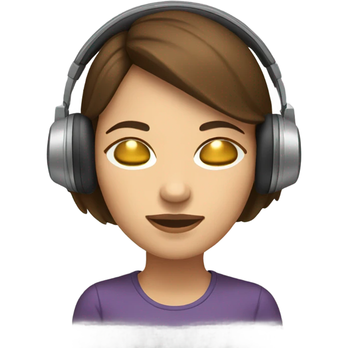 woman with brunette hair listening to music with eyes closed and headphones on emoji