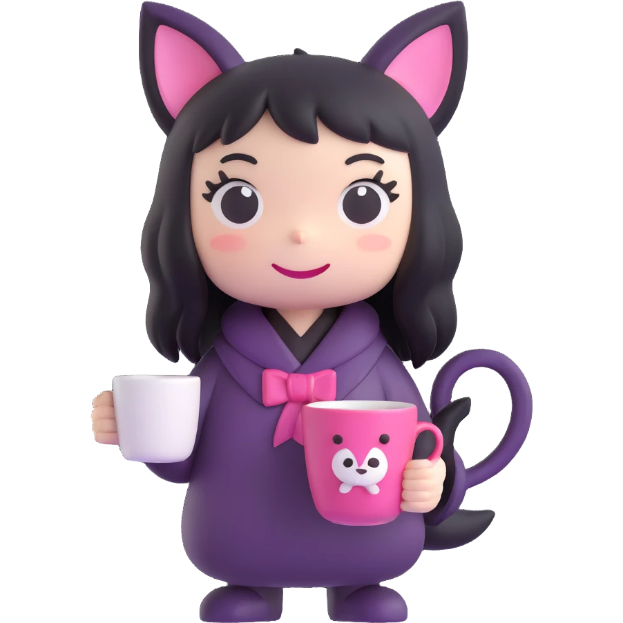 Kuromi character drinking coffee emoji