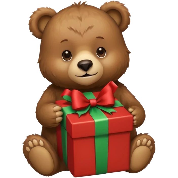 bear holding christmas gift box emoji
