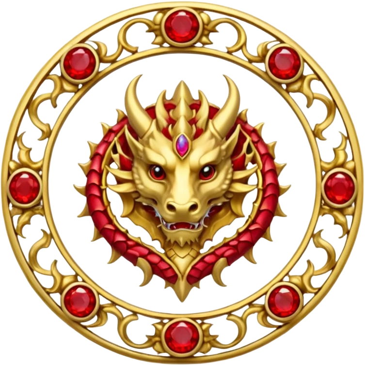 Golden Dragon crest/brosch in a circle with red gems emoji