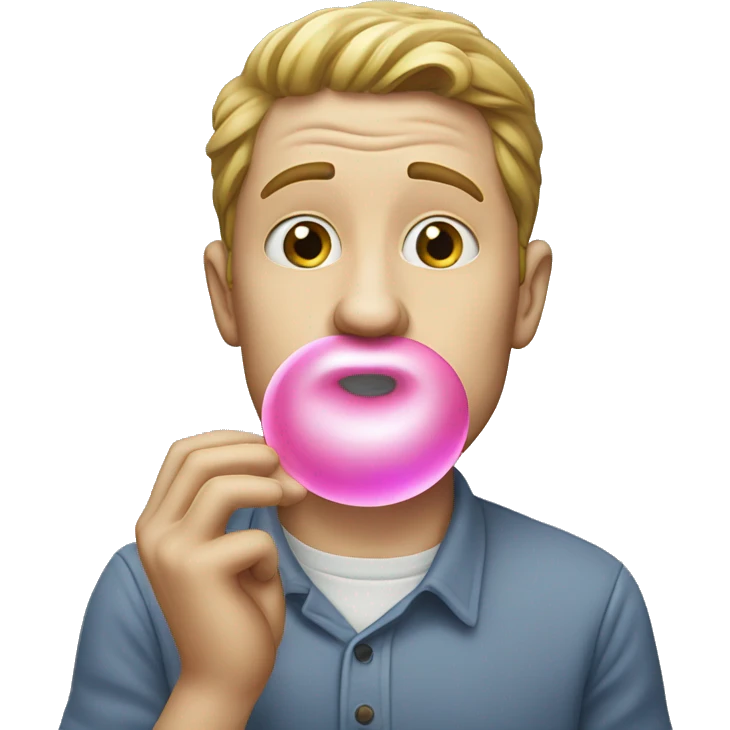 White man blowing bubble gum emoji