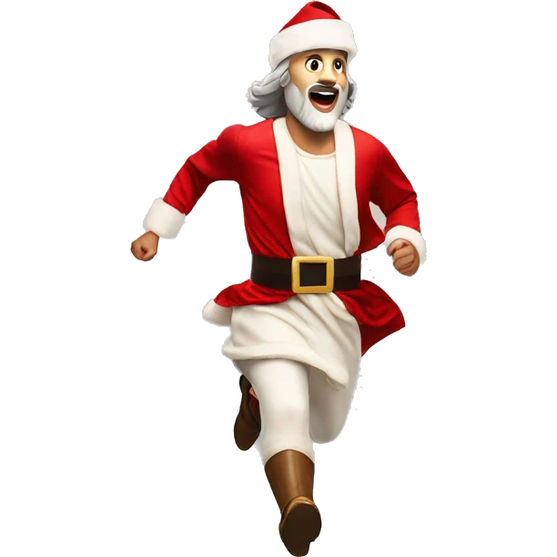 skipping sprint Jesus santa costume emoji
