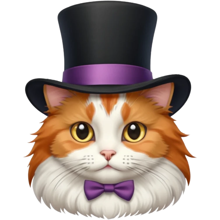 fluffy cat with a top hat emoji