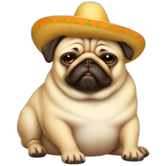 a sleeping fat pug wearing a sombrero emoji