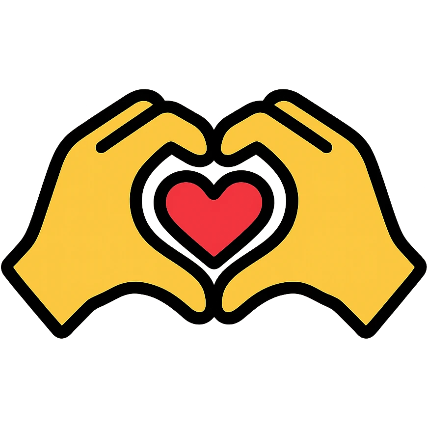 heart hands gesture icon with color outline emoji