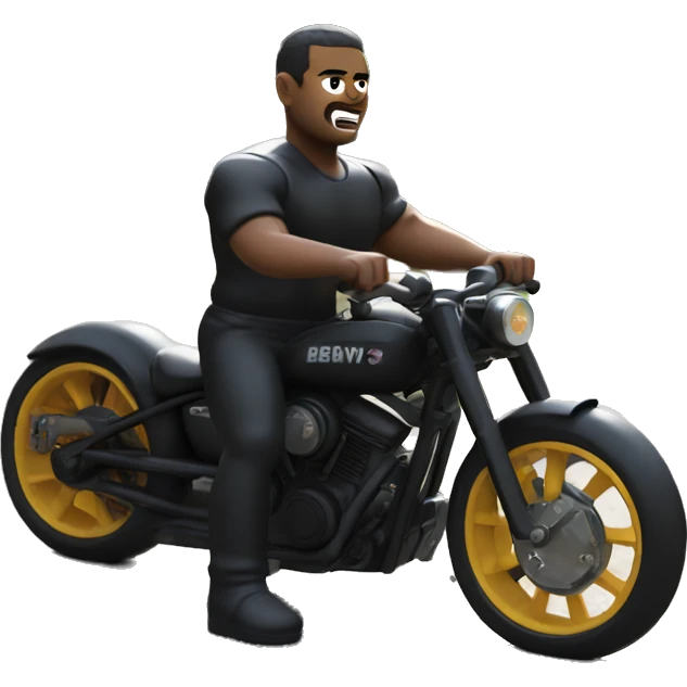 Muscle man in black custom bike emoji